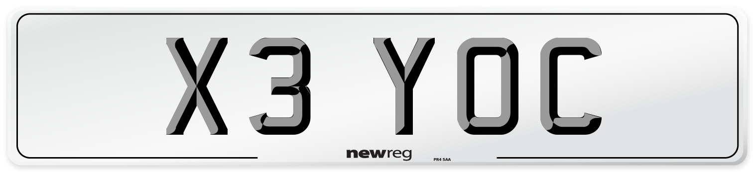 X3 YOC Number Plate from New Reg
